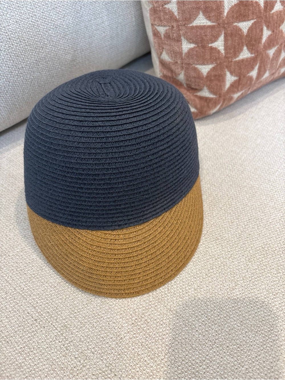 Madewell Kids Two-Tone Knit Beanie in Navy and Mustard